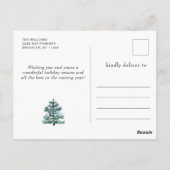 ミニマリストエレガントな松の木のクリスマスグリーティング ポストカード (裏面)