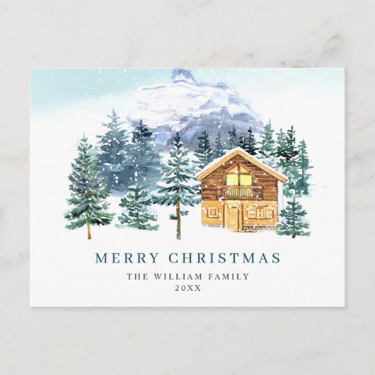 ミニマリストエレガントな松の木のクリスマスグリーティング ポストカード (正面)