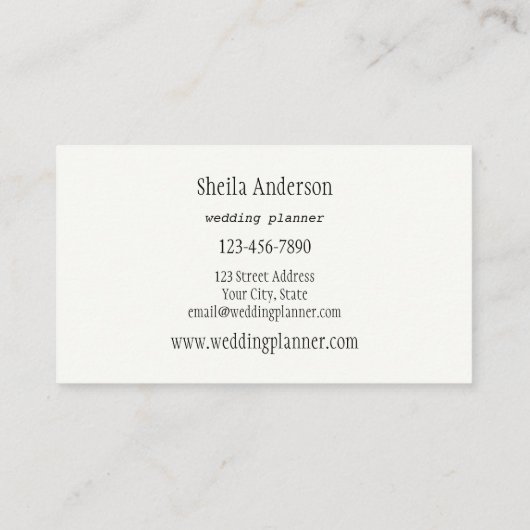 ミニマリストエレガントウェディングプランナー名刺 名刺 (裏面)