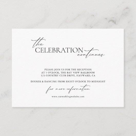 ミニマリストエレガントウェディング披露宴 エンクロージャーカード (正面)