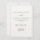 ミニマリストエレガントウェディング招待状モダン，モノグラム 招待状 (正面)