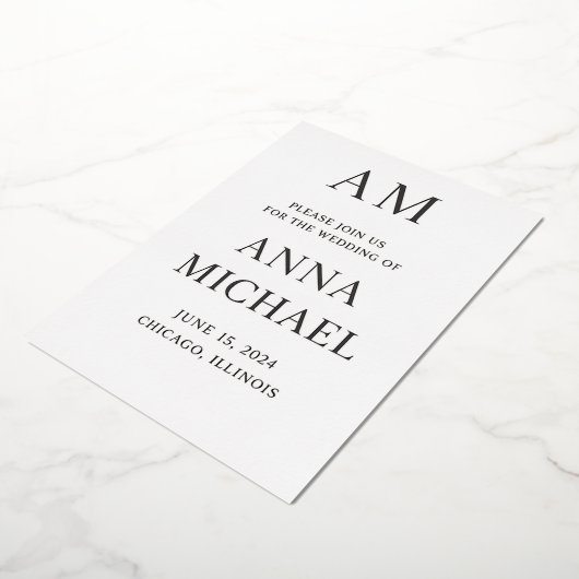 ミニマリストエレガントウェディング招待状 – ラグジュアリースティ 箔招待状 (回転した状態)