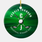 ミニマリストエレガントゴルフモノグラムデザインセラミックまたは セラミックオーナメント (裏面)