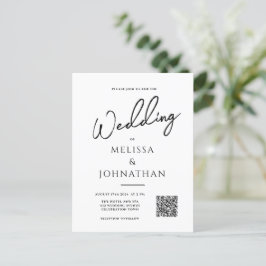 ミニマリストエレガントスクリプトQRコー結婚ド インビテーションポストカード