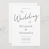 ミニマリストエレガントスクリプトQRコー結婚ド 招待状 (正面/裏面)