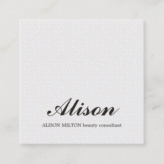 ミニマリストエレガントテクスチャホワイトコンサルタント美しい スクエア名刺 (正面)