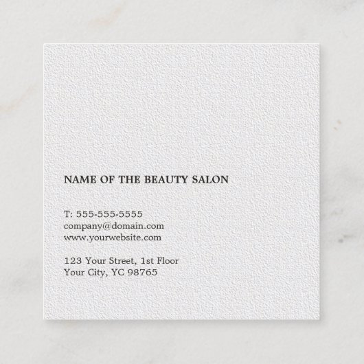 ミニマリストエレガントテクスチャホワイトコンサルタント美しい スクエア名刺 (裏面)