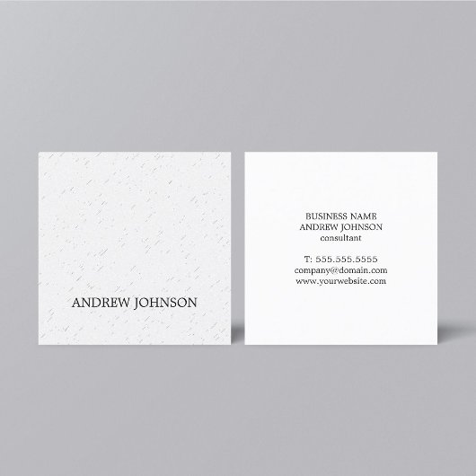 ミニマリストエレガントテクスチャライトグレーコンサルタント スクエア名刺