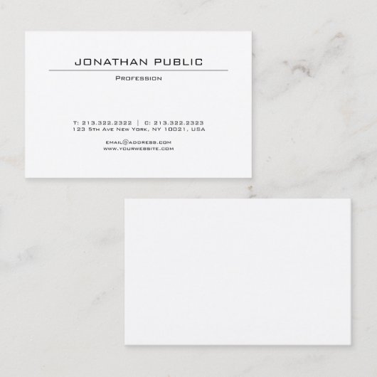 ミニマリストエレガントデザイントレンディープレーン 名刺 (正面/裏面)