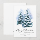 ミニマリストエレガントパインツリーのクリスマスグリーティング シーズンカード (正面/裏面)