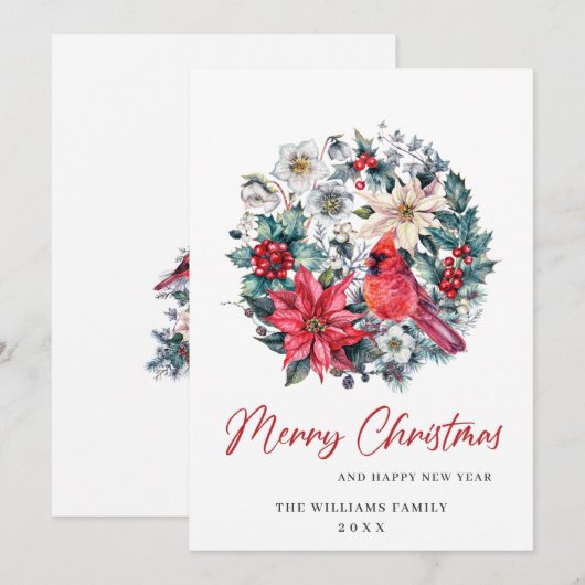 ミニマリストエレガントパインツリーのクリスマスグリーティング シーズンカード (正面/裏面)