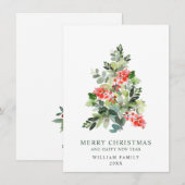 ミニマリストエレガントパインツリーのクリスマスグリーティング シーズンカード (正面/裏面)