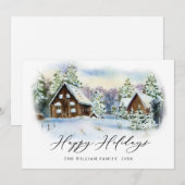 ミニマリストエレガントパインツリーのクリスマスグリーティング シーズンカード (正面/裏面)