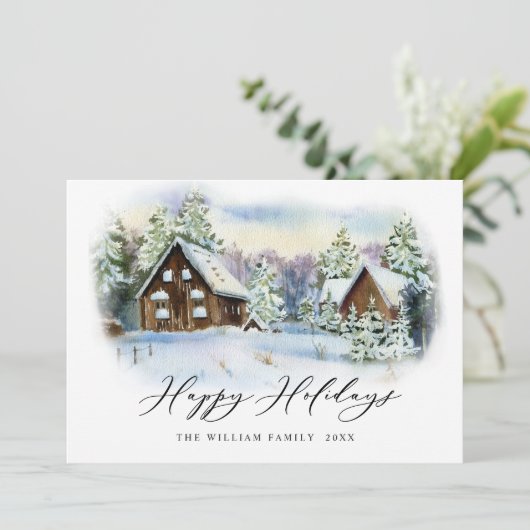 ミニマリストエレガントパインツリーのクリスマスグリーティング シーズンカード (スタンド正面)