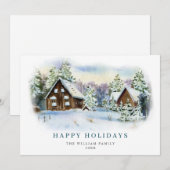 ミニマリストエレガントパインツリーのクリスマスグリーティング シーズンカード (正面/裏面)