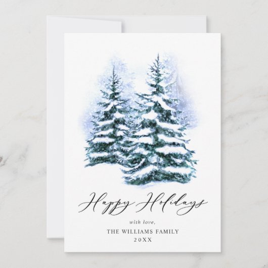 ミニマリストエレガントパインツリーのクリスマスグリーティング シーズンカード (正面)
