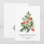 ミニマリストエレガントパインツリーのクリスマスグリーティング シーズンカード (正面/裏面)