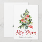 ミニマリストエレガントパインツリーのクリスマスグリーティング シーズンカード (正面/裏面)