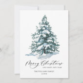 ミニマリストエレガントパインツリーのクリスマスグリーティング シーズンカード (正面)