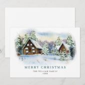 ミニマリストエレガントパインツリーのクリスマスグリーティング シーズンカード (正面/裏面)