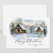 ミニマリストエレガントパインツリーのクリスマスグリーティング シーズンカード (正面/裏面)