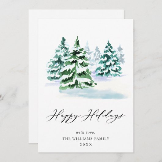 ミニマリストエレガントパインツリーのクリスマスグリーティング シーズンカード (正面/裏面)
