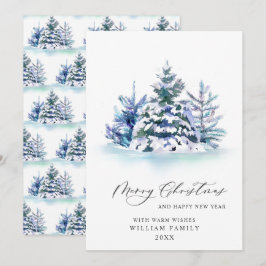 ミニマリストエレガントパインツリーのクリスマスグリーティング シーズンカード