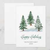 ミニマリストエレガントパインツリーのクリスマスグリーティング シーズンカード (正面/裏面)