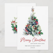 ミニマリストエレガントパインツリーのクリスマスグリーティング シーズンカード (正面/裏面)