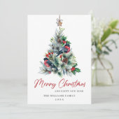 ミニマリストエレガントパインツリーのクリスマスグリーティング シーズンカード (スタンド正面)