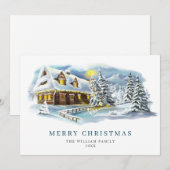 ミニマリストエレガントパインツリーのクリスマスグリーティング シーズンカード (正面/裏面)