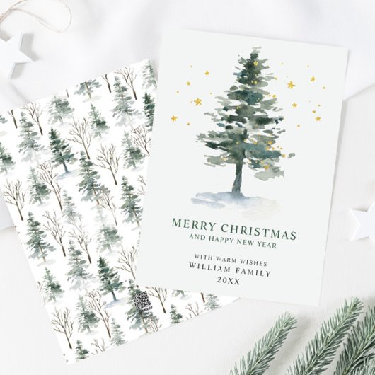 ミニマリストエレガントパインツリーのクリスマスグリーティング シーズンカード