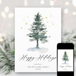 ミニマリストエレガントパインツリーのクリスマスグリーティング シーズンカード