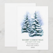 ミニマリストエレガントパインツリーのクリスマスグリーティング シーズンカード (正面/裏面)