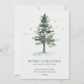 ミニマリストエレガントパインツリーのクリスマスグリーティング シーズンカード (正面)