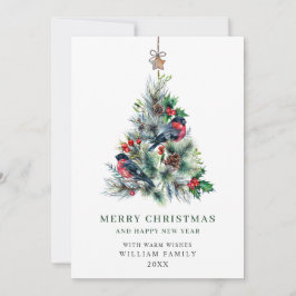 ミニマリストエレガントパインツリーのクリスマスグリーティング シーズンカード