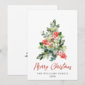 ミニマリストエレガントパインツリーのクリスマスグリーティング シーズンカード (正面/裏面)