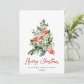 ミニマリストエレガントパインツリーのクリスマスグリーティング シーズンカード (スタンド正面)