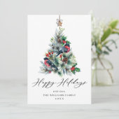 ミニマリストエレガントパインツリーのクリスマスグリーティング シーズンカード (スタンド正面)
