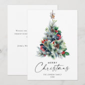 ミニマリストエレガントパインツリーのクリスマスグリーティング シーズンカード (正面/裏面)