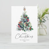 ミニマリストエレガントパインツリーのクリスマスグリーティング シーズンカード (スタンド正面)