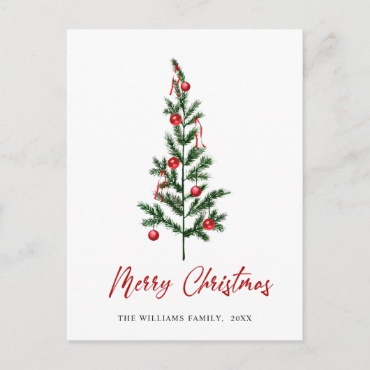 ミニマリストエレガントパインツリーのクリスマスグリーティング ポストカード (正面)