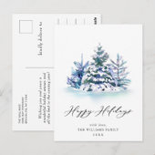 ミニマリストエレガントパインツリーのクリスマスグリーティング ポストカード (正面/裏面)