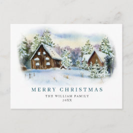 ミニマリストエレガントパインツリーのクリスマスグリーティング ポストカード