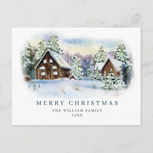 ミニマリストエレガントパインツリーのクリスマスグリーティング ポストカード (正面)