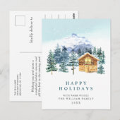 ミニマリストエレガントパインツリーのクリスマスグリーティング ポストカード (正面/裏面)