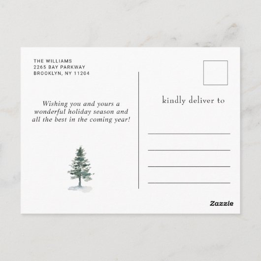 ミニマリストエレガントパインツリーのクリスマスグリーティング ポストカード (裏面)