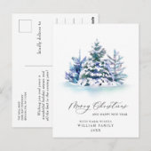 ミニマリストエレガントパインツリーのクリスマスグリーティング ポストカード (正面/裏面)