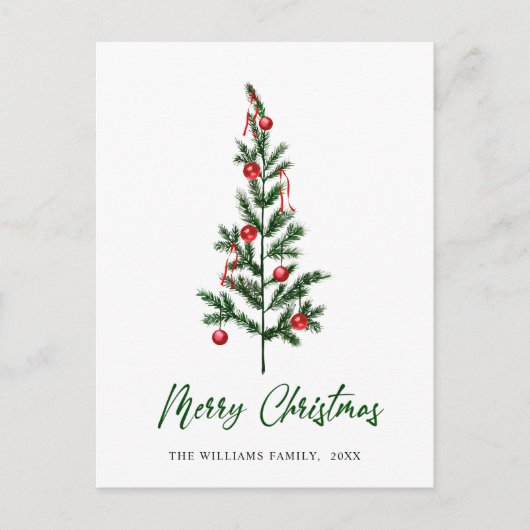 ミニマリストエレガントパインツリーのクリスマスグリーティング ポストカード (正面)