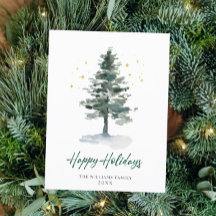 ミニマリストエレガントパインツリーのクリスマスグリーティング